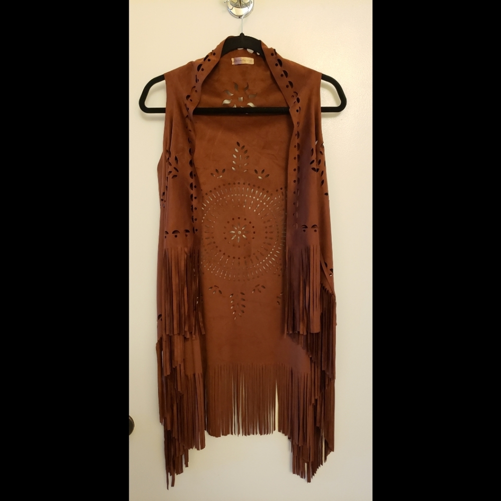 Lazer-cut Faux Suede Vest